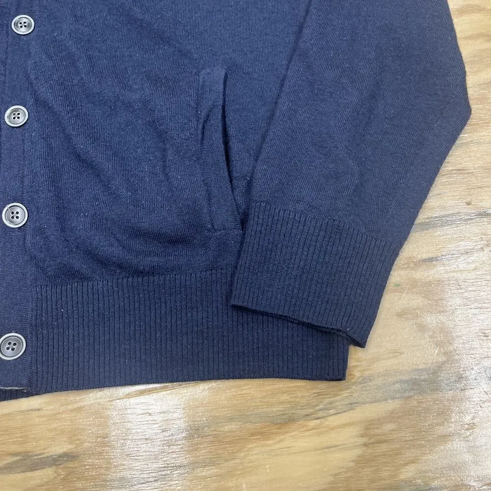 Gap Y2K Extra Fine Merino Wool Cardigan Sweater Mens XL Navy Blue Academia